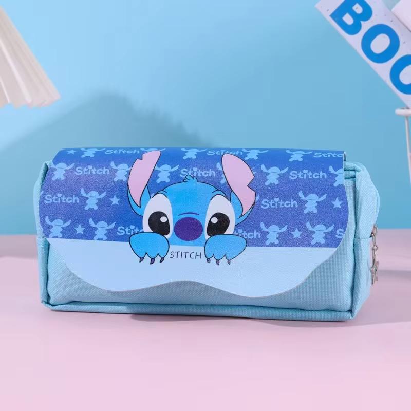 MINISO Мультяшные персонажи Прозрачная двухслойная косметичка большой вместимости, студенческий ручной пенал для хранения канцелярских принадлежностей, мультяшный пенал