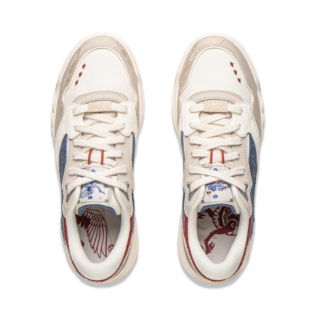 Li Ning Yue Bai 3 Универсальные Ретро Мода Классический Тренд Толстая Подошва Кроссовки Нескользящие Амортизирующие Прочные Низкие Кеды для Скейтборда AGCV078-11