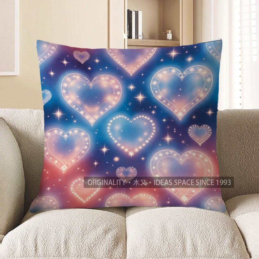 2D Galaxy Hearts Patterned Decorative Pillow Covers Pattern Cushion Cover Suitable For Sofa Bedroom Car Pillow Cover