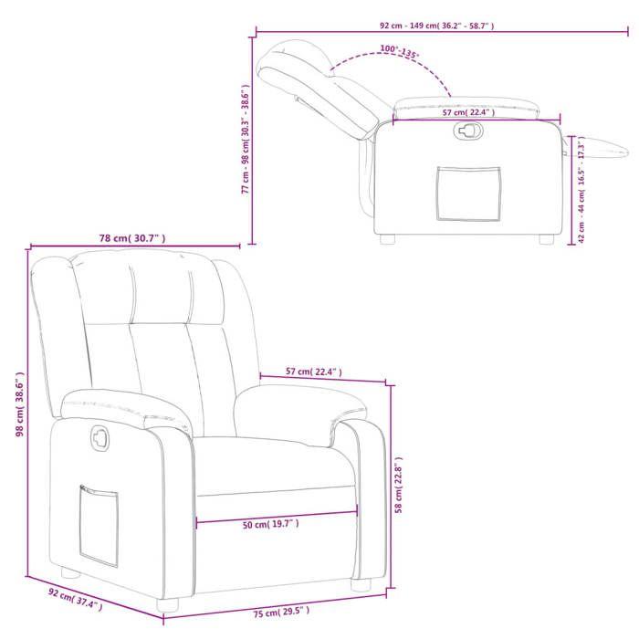 VidaXL Fauteuil Inclinable, Chaise avec Repose-pieds, Siège avec Dossier et Accoudoirs, Meuble de Salle de Séjour, Moderne, 373564