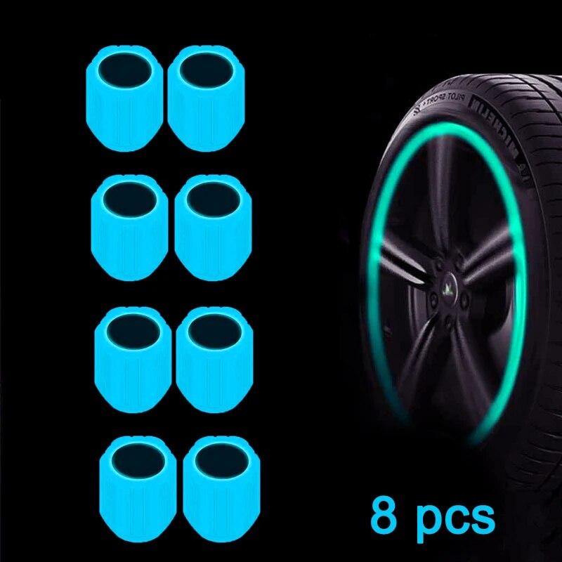 Светящиеся колпачки клапанов шин, флуоресцентные крышки штока шин, ночные светящиеся колпачки штока клапана, сопла, световые колпачки клапанов для автомобиля, мотоцикла
