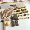 Kids Wooden Track Engineering Car Puzzle Creative DIY Magnetic Transforming Vehicle Robot Fine Motor Toys Gifts For Boys Girls
