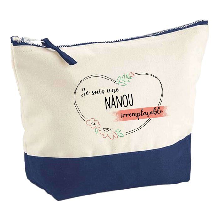 Trousse de maquillage - PLANETEE - Nanou Irremplaçable - Grand format - Coton - Impression HD - Fabriquée en France