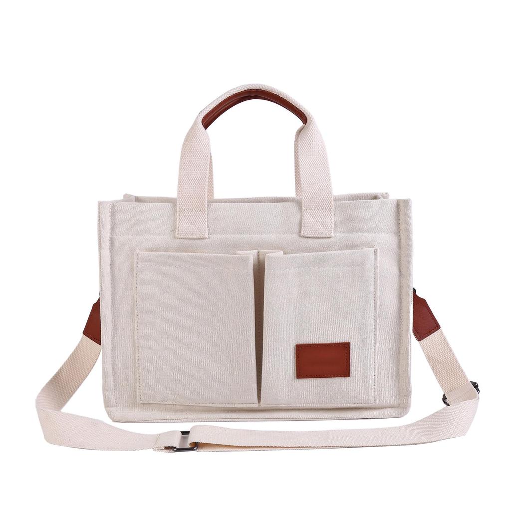 Женская ретро холщовая сумка - Большая вместимость, многослойная, на плечо и через плечо