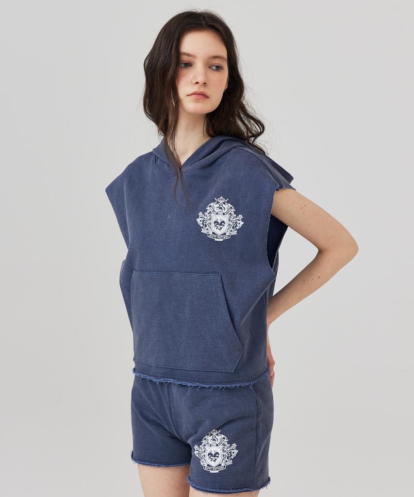 KITTY POTTERY Sleeveless Hooded Sweatshirt Charcoal