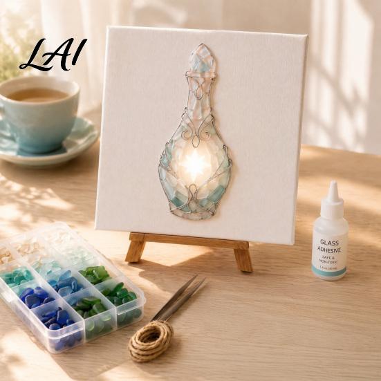 Thoughtful Holiday Gift Sets DIY Mosaic Art Kit Fantasy Circular Door Tile Craft Indoor Crafting Projects Sea Glass Kit for Adults Beginners