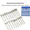 20 шт. Алмазные шлифовальные головки Мини-насадки для вращающегося сверлильного инструмента Борфрезы Шлифовальные аксессуары Хвостовик 3 мм Набор инструментов Абразивный инструмент