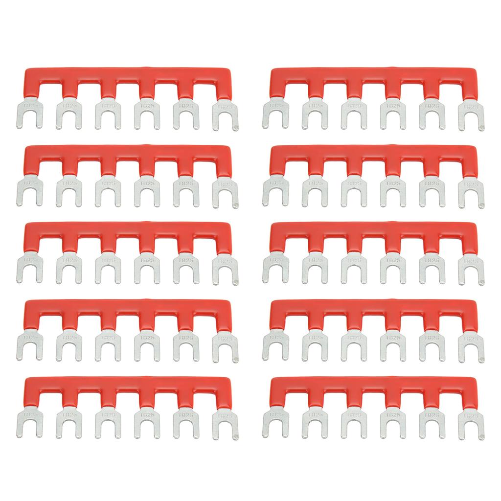 10pcs Barrier Fork Type Stripe 400V 25A PVC Copper TB Terminal Strip Block for Household Appliances