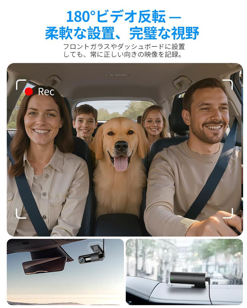 KAWA 3K Front Dash Cam with 32GB SD Voice Parking Night Loop App Screen Rotation Card, Control, Built-in Wi-Fi, 24-Hour Monitoring, G-Sensor, Vision,