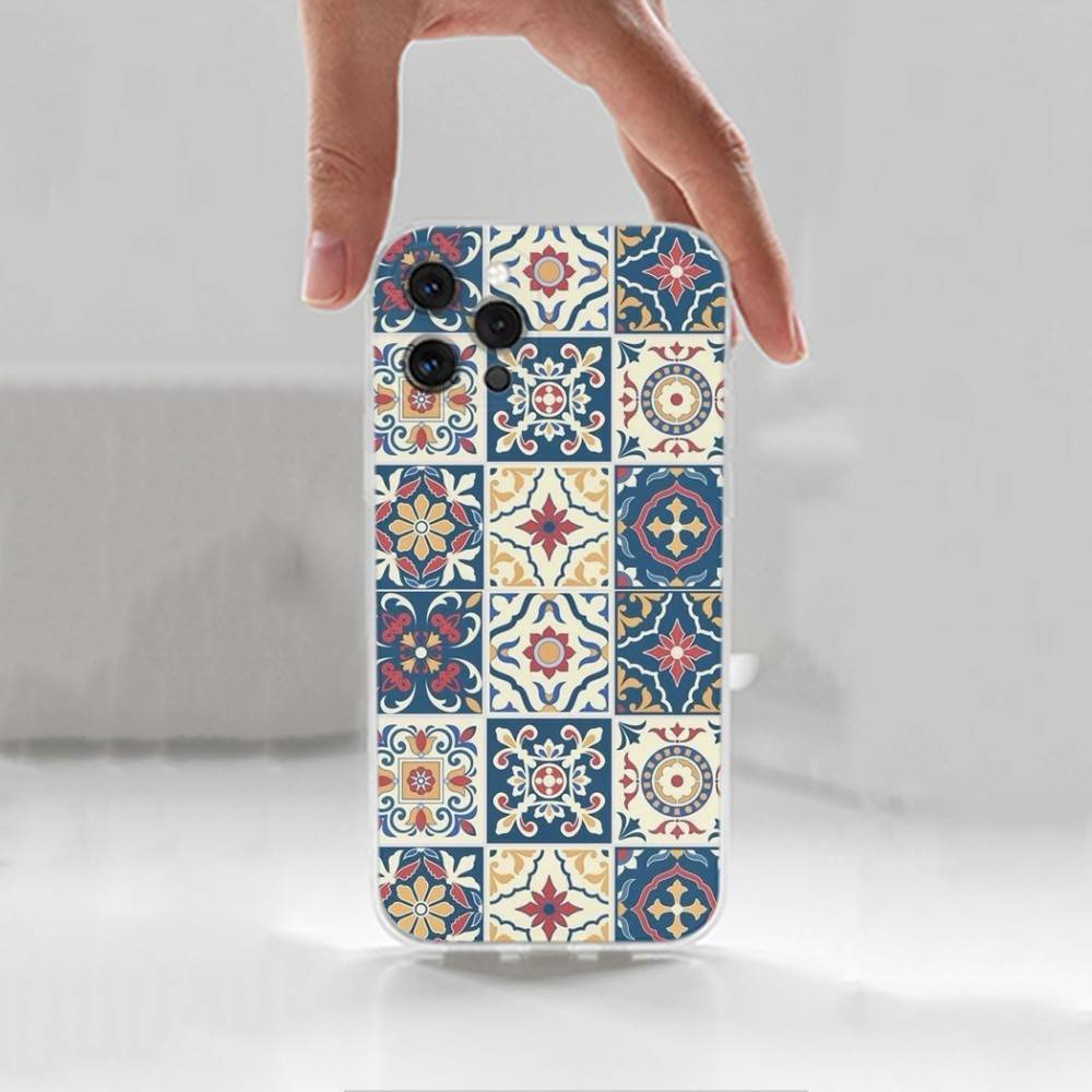 M-Марокканская плитка Для iPhone 12, Mini, 16, X, 17, Plus, 11, Max, 13, XR, 15, Pro, 14, SE, XS, Прозрачный Мягкий Чехол