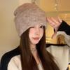 High version rabbit velvet knitted wool hat women's autumn and winter warm ear protection wool face small pile cold hat