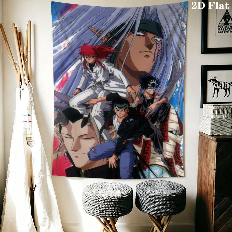 YuYu Hakusho Wall Tapestry Aesthetic Wall Hanging Printed Fabric Blanket Decorative Tapestries for Bedroom Living Room Home Decor
