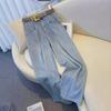Women's 2024 Spring/Autumn High-Waist Pleated Wide-Leg Jeans