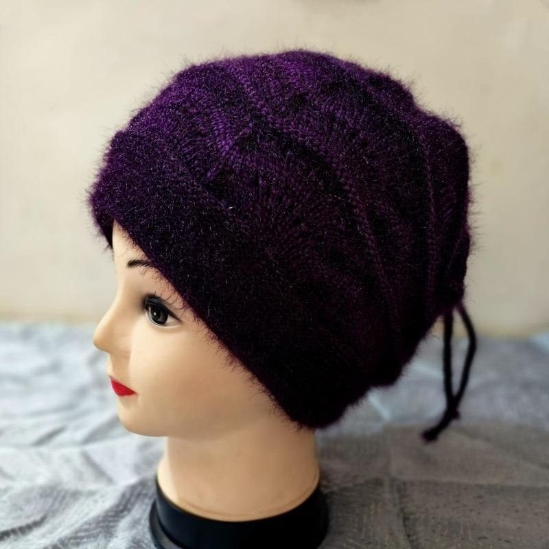 Hats, Ladies' Hats, Pullover Hats, Drawstring Style, Stacked Hats, Double-layer, Warm, Knitted, Woolen Hats