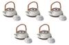 Set of 5 White Pine Needle Flat Teapots X 5cm Teapots Made In China by Setomonohonpo [11.6 (240cc)]