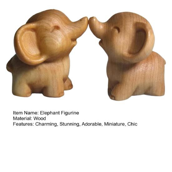 Миниатюрная фигурка слона, милая деревянная миниатюрная скульптура животного, маленькая коллекционная статуэтка дикого животного для декора полки в гостиной, офисе