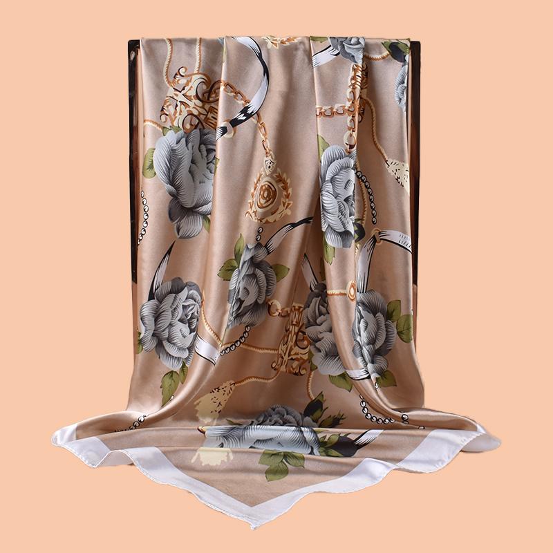 1PC Women's Summer Beach Accessory Fashion Satin Square Scarf 90*90inch Multi-use Headscarf Party Use Versatile Hair Towel