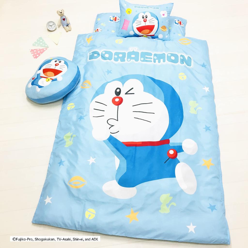 MORIPiLO Doraemon Futon Single Size Soft Peach Junior Shogakukan Makura No Morishita Cover, (Wink Skin), Size, Blue, 90x190cm, Cute, Character,