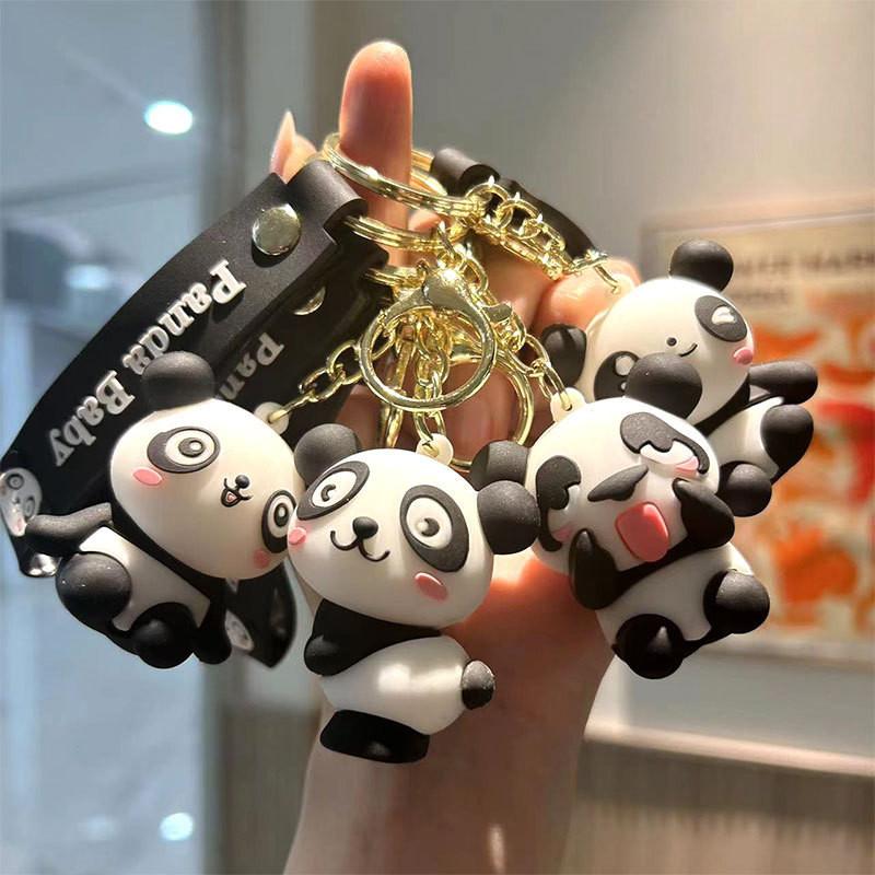 Adorable Cartoon Panda Keychain Silica Gel Accessory Cute Gift For Couples And Friends