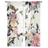 Bird Watercolor Flower Tulle Curtains for Bedroom Hall Living Room Decor Chiffon Curtain for Balcony Kitchen Home Drapes