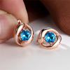 Разноцветные серьги круглой огранки с розовым, красным, синим, фиолетовым камнем, серьги-капли цвета розового золота, серьги для вечеринок, простые модные серьги-кольца с радужным камнем
