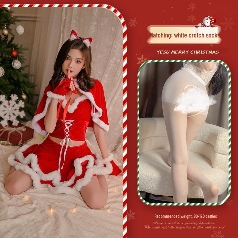 Праздничный красный костюм девушки-кролика с плащом – стиль Pure Desire для Рождества и Нового года