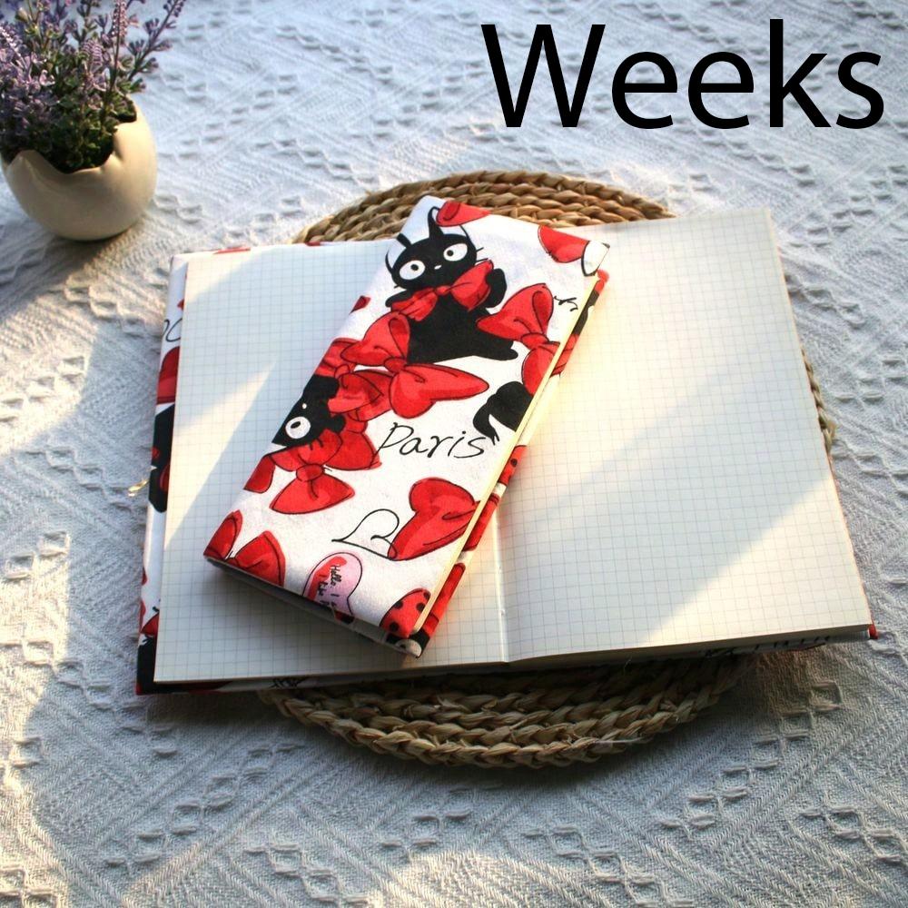 Fromthenon 1PC A5 A6 Weeks Bow-Tie Black Cat In Paris Cloth Book Cover Planner Case Journal Cover Office Stationery Supplies