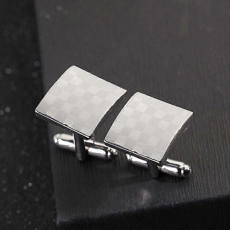 Accessories: Laser-engraved square checkered cufflinks, French-style shirt cuff studs, men's cufflinks B1211