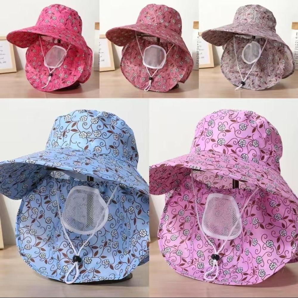 Face Mask Sunshade Shawl Cap Printing Agricultural Work Hat Casual Wide Brim Sun Hat Outdoor