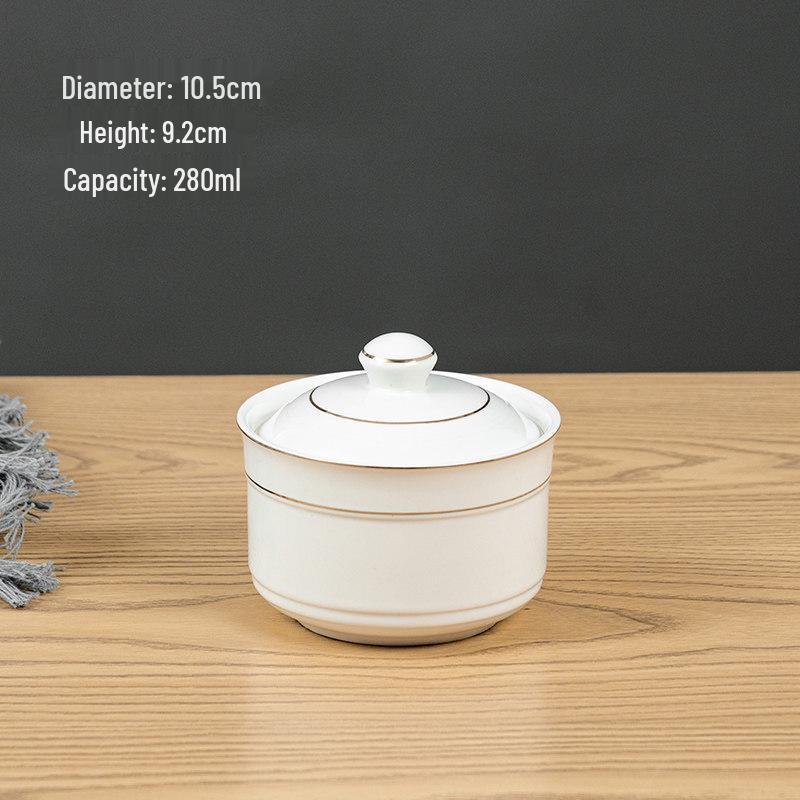 Ceramic Double Boiler Stew Pot with Lid for Soup, Bird's Nest, and Steamed Eggs