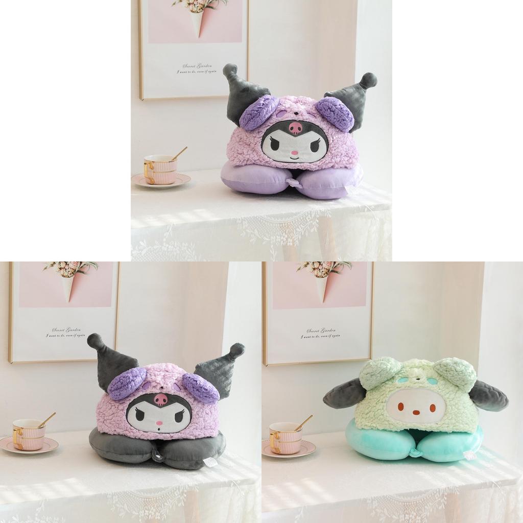 Подушка для шеи в форме буквы U Hello Kitty с милой шапочкой для путешествий и отдыха в офисе