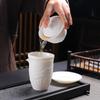 Mutton Fat Jade Style Embossed White Porcelain Gaiwan Tea Set