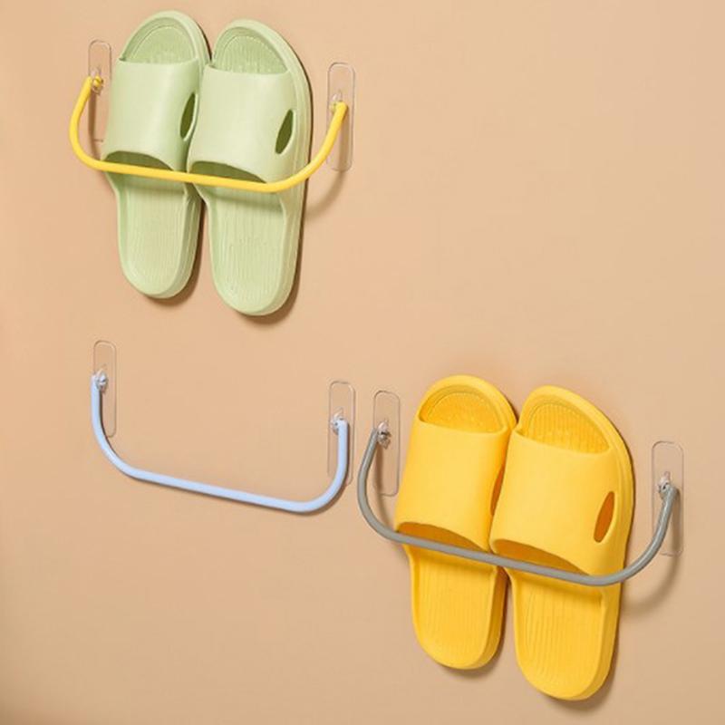 Wall Mounted Shoe Rack Foldable Shoes Hanger Slippers Drain Storage Rack Shelf