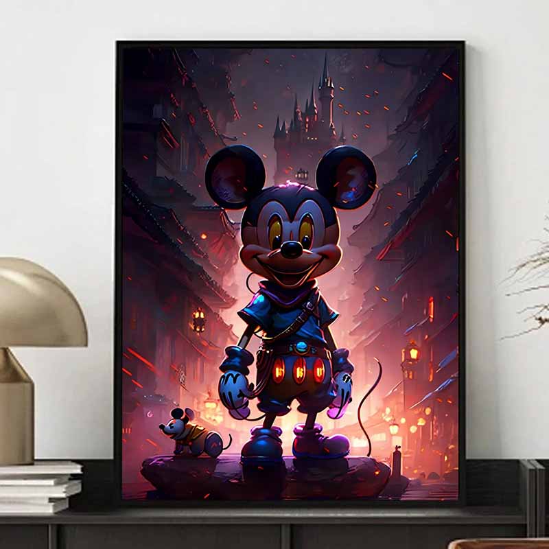 Disney Алмазная мозаика Микки Маус Мрачное Приключение Стиль Иллюстрация Настенное Украшение Полная Алмазная Вышивка Крестиком Сделай Сам Подарок Украшение Дома