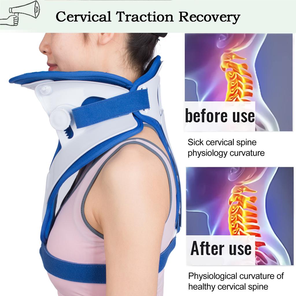 Neck Brace Support Orthosis, Adjustable Cervical Collar, Fixable Neck Posture Corrector, Traction Spine Alignment