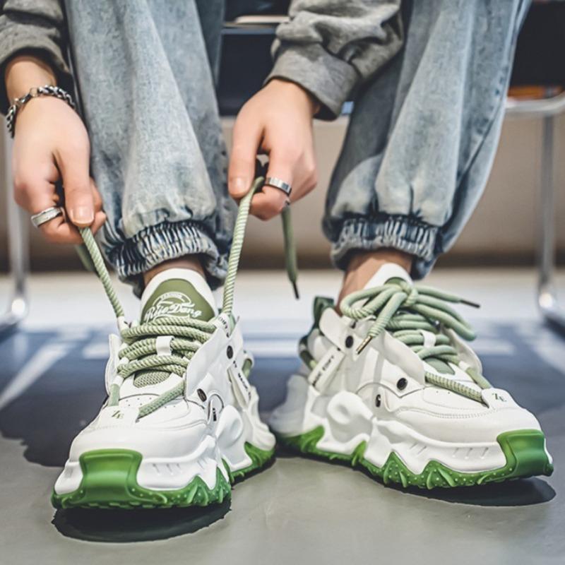 Модная обувь для мужчин Модные кожаные кроссовки на толстой подошве Повседневная спортивная обувь для бега Мужская обувь для активного отдыха, пешего туризма, альпинизма Zapatillas Hombre