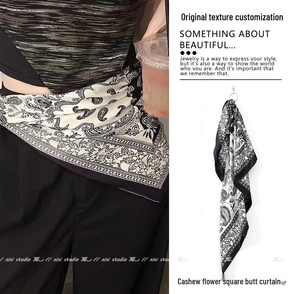 Japanese-Style Silk Scarf: Versatile Waist Accessory, Bandana, or Sash