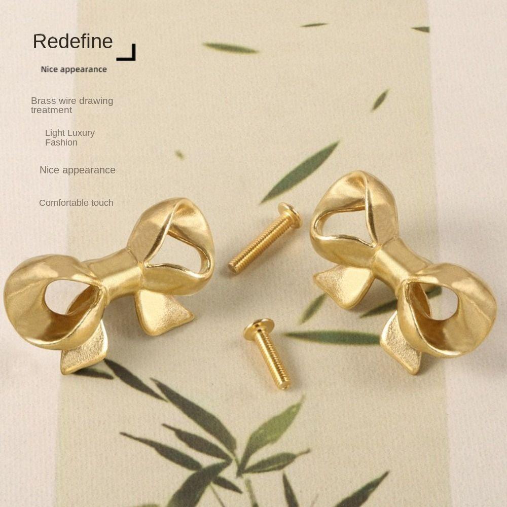 Gold Color Bow Tie Brass Handle Luxury Wardrobe Drawer Pulls Vintage Cabinet Door Knobs  Kitchen