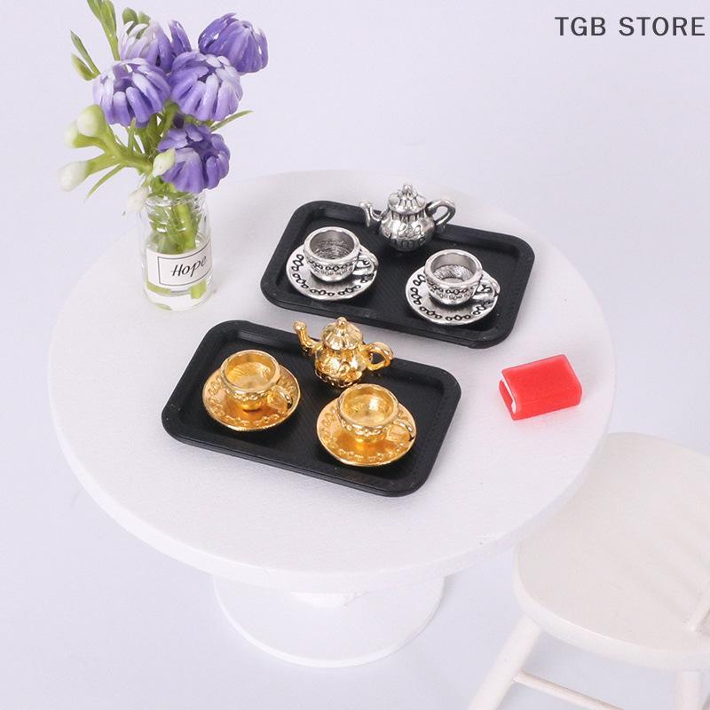 4Pcs/Set Miniature Tea Cup Model Simulation Micro Tea Pot Scene Ornaments DIY Decorative Accessories