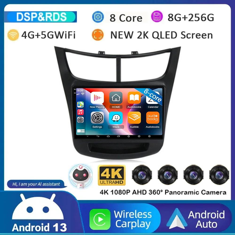 Android 14 Carplay Auto Car Radio For Chevrolet Sail Aveo 2015 2016 2017-2019 Multimedia Stereo Player GPS Navigation 4G WFI DSP