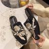 Baotou Embroidered Flower Cool Slippers Women's Wear Spring and Summer 2025 New Flat-bottomed Retro Half-drag Women's Shoes