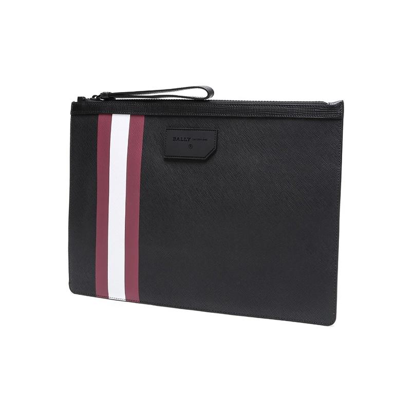 Bally Bollis Красно-белая полосатая портативная деловая сумка-клатч из ПВХ Мужской клатч Черный BOLLIS-LARGE-OF-36