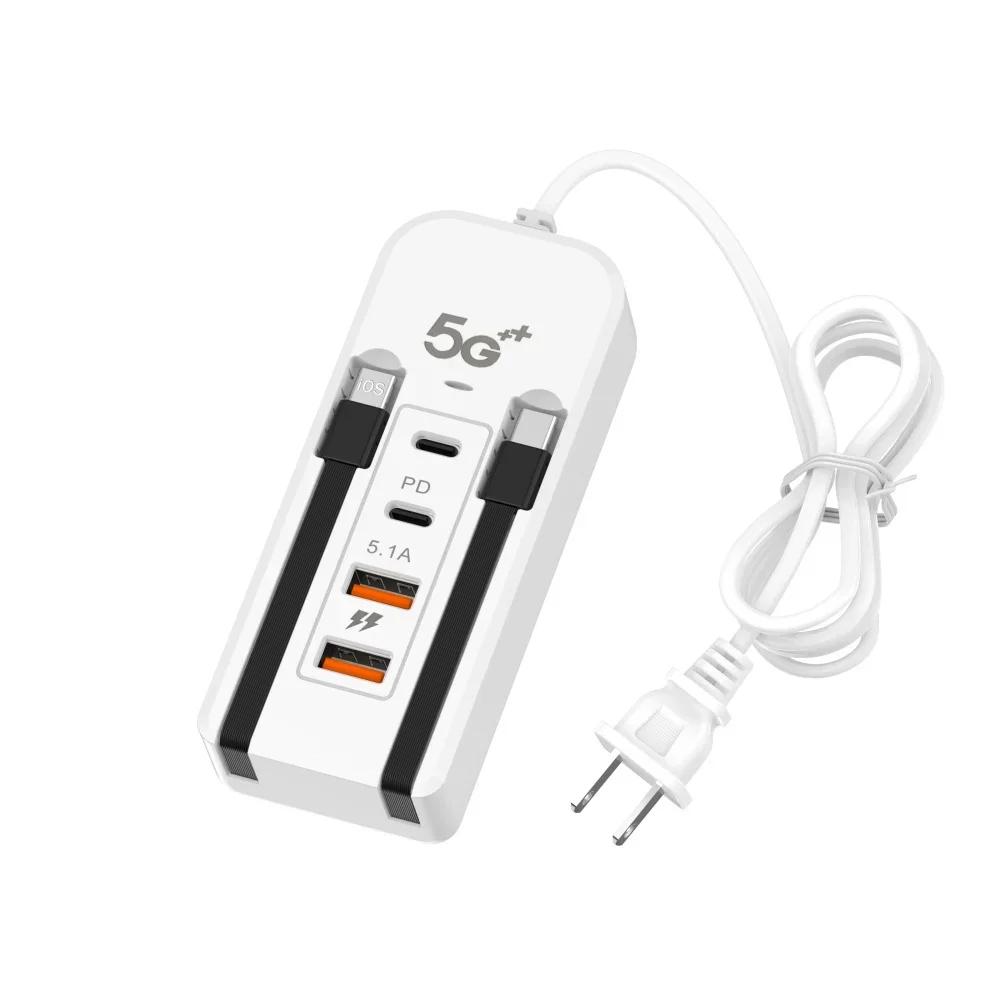 66 Вт Быстрое Зарядное Устройство с Несколькими Портами USB Type-C PD для Телефона iPhone Samsung Xiaomi Quick Charge EU US Штекер Настенное Зарядное Устройство