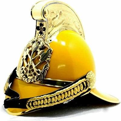 Латунная дизайнерская желтая отделка в винтажном стиле Реплика пожарного шлема Пригодный для носки подарок