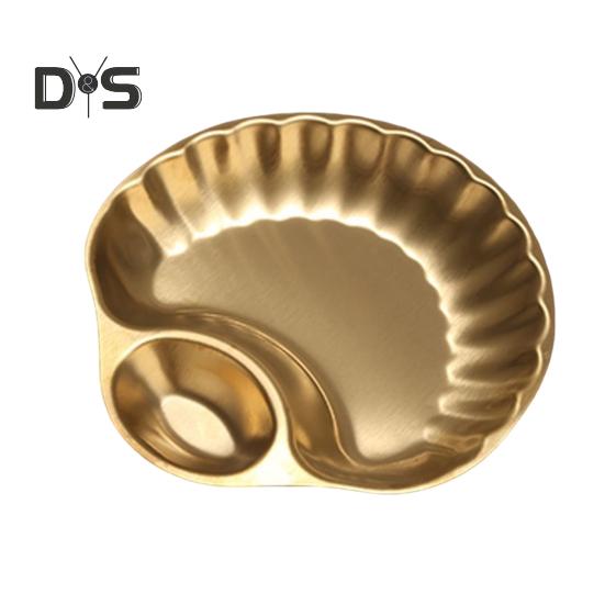 Поднос для закусок из нержавеющей стали с миской для макания, полированный дизайн, поднос для сэндвичей, суши, чипсов, пельменей, салатов