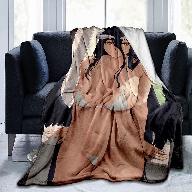 Сексуальное аниме-одеяло для девочек Albedo Pin Up для девочек, красивое фланелевое теплое одеяло для взрослых, покрывало с 3D принтом, мужской диван-пещера, декор для кемпинга