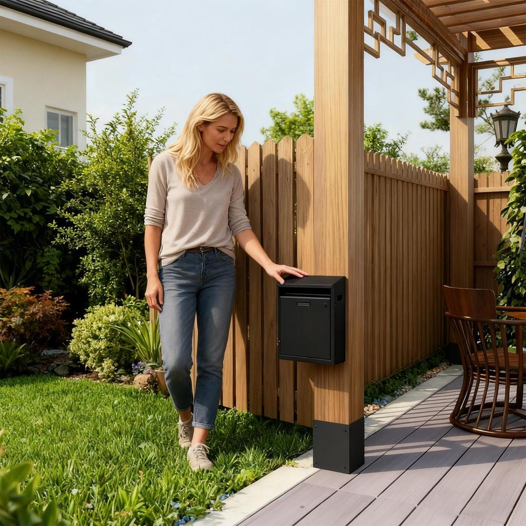 Mailbox Base Protector Deck Bracket Replacement Metal Cover Heavy Duty Leveling Feet Sturdy Deck Post Cover For Fence