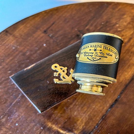 Victorian Nautical Style Brass Leather 15.24 Cm Telescope with Wooden Box Birthday Gift, Christmas, New Year Gift, Home Office