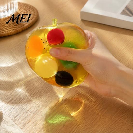 Non Rebound Squeeze Toys Clear Bar Toy with Fake Fruit Inside, Stress Relief Shapeable Soft TPR Fidget Gadgets Stick Sensory Toy, Transparent
