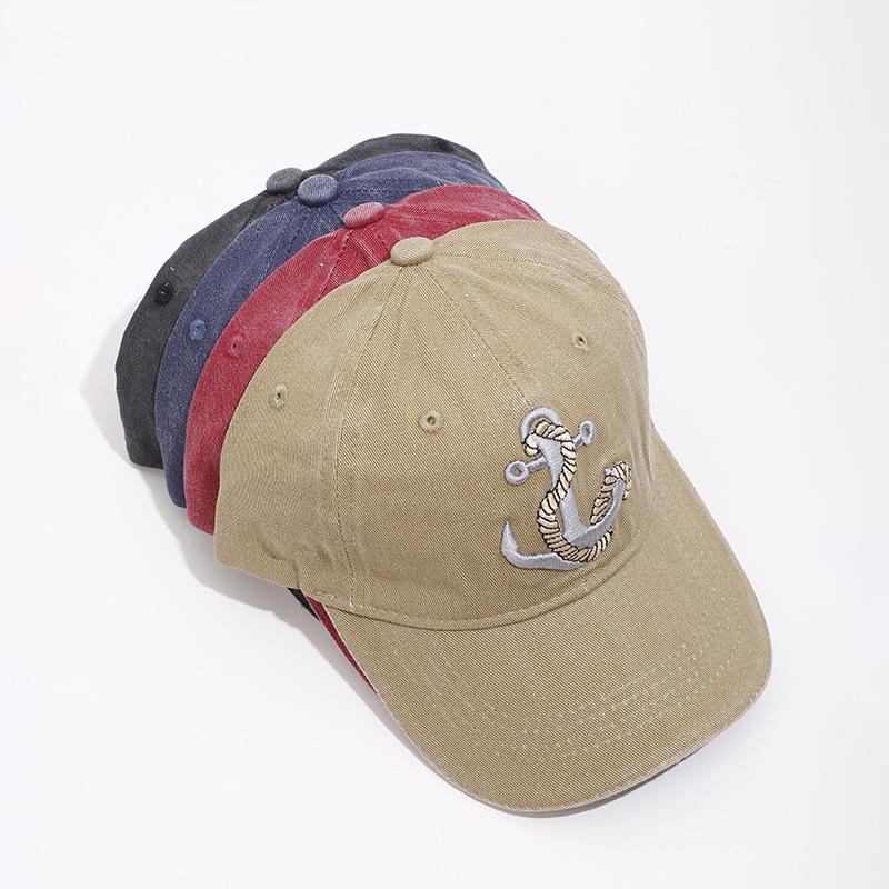 Hat Washed Anchor Embroidered Baseball Cap Spring Summer Men's and Women's Outdoor Old Shade Cap